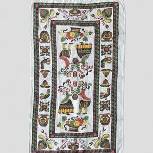 Parisian Prints Linen Tea Towel Pennsylvania Dutch Folk Art Kitchen